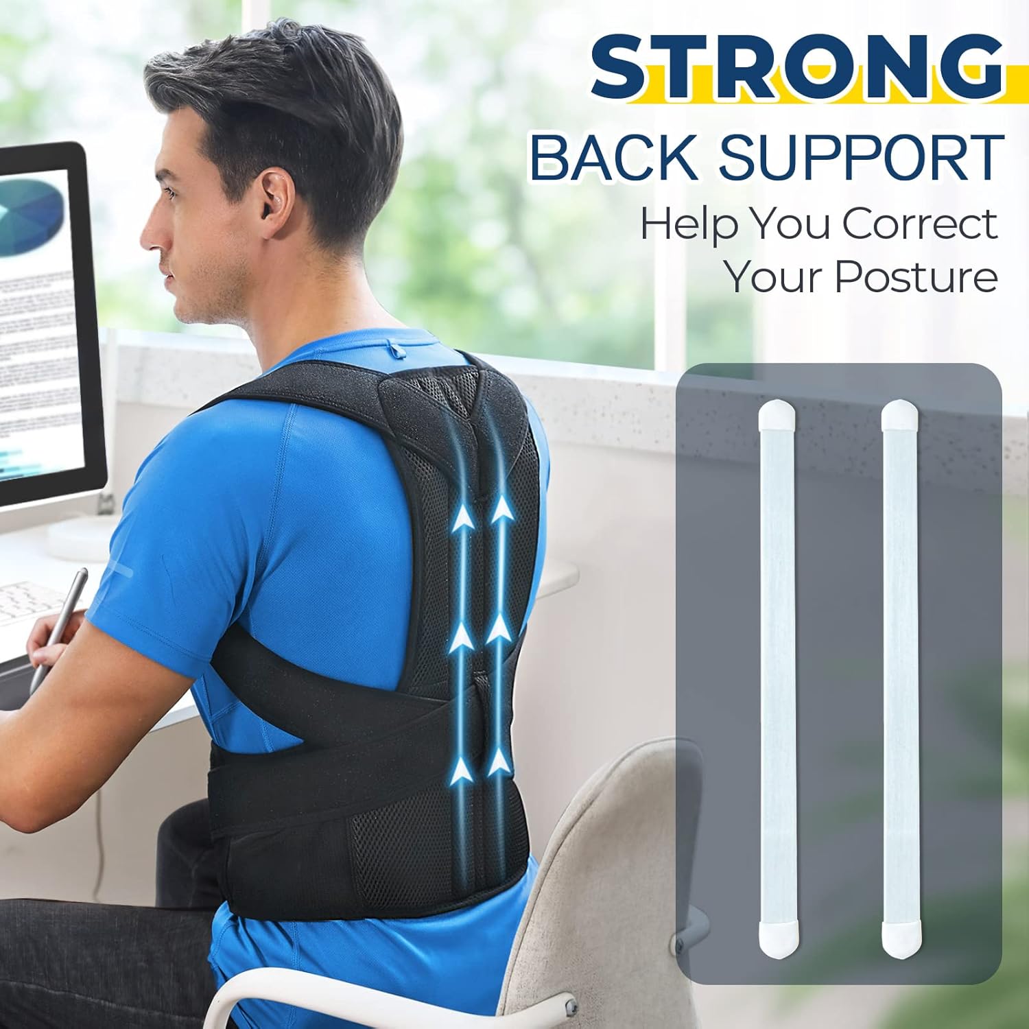 Back Brace Posture Corrector for Women and Men, Back Braces for Upper and Lower Back Pain Relief, Adjustable and Fully Back Support Improve Posture and Lumbar Support(Xxl, 43"-49" Waist)