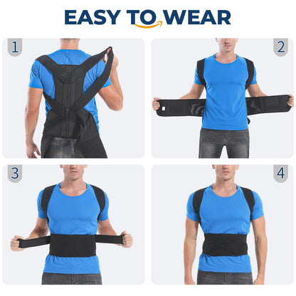 Back Brace Posture Corrector for Women and Men, Back Braces for Upper and Lower Back Pain Relief, Adjustable and Fully Back Support Improve Posture and Lumbar Support(Xxl, 43"-49" Waist)